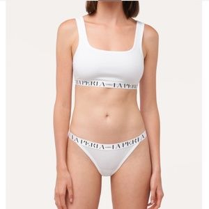 Bralette in white stretch cotton AND Brazilian brief in white - New WITH TAGS! M